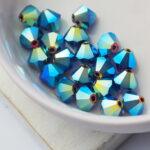 6 mm Preciosa bicone beads Deep Tanzanite AB 2x x 25 pc(s)