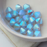 6 mm Preciosa bicone beads Light Sapphire Opal AB 2x x 25 pc(s)
