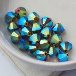 6 mm Preciosa bicone beads Smoked Topaz AB 2x x 25 pc(s)