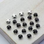 4 mm/ss16 Preciosa sew-on rhinestone Jet in Silver-colored setting x 20 pc(s)