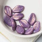 9x14 mm Leaf 03000/15726 Chalk White Lila Vega Luster x 10 pc(s)
