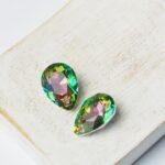 11x16 mm pear glass pendant Vitrail Rose x 2 pc(s)