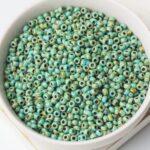 8/0 Miyuki seed beads 4514 Opaque Picasso Turquoise Blue x 15 g