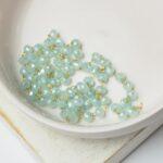 3 mm Gold-colored chain with Opaque Sky Blue beads x 50 cm