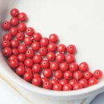 4 mm Round Glass beads Dark Coral x 60 pc(s)