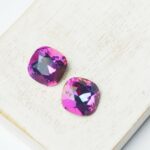 12 mm cushion cut glass cabochon Heliotrope x 2 pc(s)
