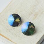 14 mm rivoli round glass cabochon Ghost Light x 2 pc(s)