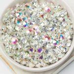 6 mm / ss30 Preciosa sew-on rhinestone Crystal AB  in Silver-colored setting x 10 pc(s)