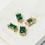 6x12 mm rectangle crystal connector Grass Green x 4 pc(s)