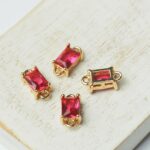 6x12 mm rectangle crystal connector Indian Pink x 4 pc(s)
