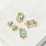 6x12 mm rectangle crystal connector Light Turquoise x 4 pc(s)