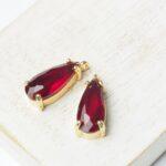 6x7x17 mm drop in metal settings Red Siam x 2 pc(s)