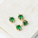 6 mm round charm Grass Green x 4 pc(s)
