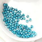 3 mm Fire-polished round beads 23980-34446 heavy Metal  Jet Turquoise x 100 pc(s)