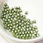 3 mm Fire-polished round beads 23980-34544 Jet Heavy Metal Green Apple x 100 pc(s)