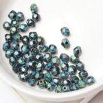 4 mm Fire-polished round beads 23980 Jet Picasso x 60 pc(s)