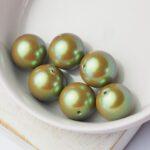 12 mm Preciosa Nacre round pearls Pearlescent Khaki x 6 pc(s)