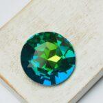27 mm round glass cabochon Magical Green x 1 pc(s)