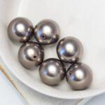 12 mm Preciosa Nacre round pearls Dark Grey x 6 pc(s)