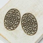 17x27 mm Antique bronze filigree Petit Oval x 2 pc(s)
