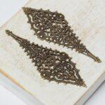 18x49 mm Antique bronze filigree Magic Mirror x 2 pc(s)