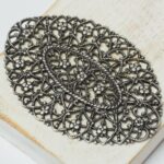 39x58 mm Antique silver filigree Flower Statement x 1 pc(s)