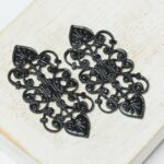 16x35 mm Gunmetal filigree Square with hearts x 2 pc(s)