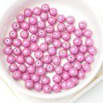 6 mm Round Glass beads Chalk White Iris x 40 pc(s)