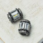 9x11 mm Gunmetal Fancy Metal bead with Zircons Crystal x 1 pc(s)"