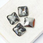 14.5x14.5  mm square glass pendant Silver Night x 4 pc(s)