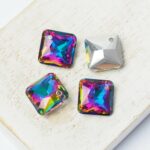 14.5x14.5  mm square glass pendant Volcano x 4 pc(s)