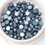 6 mm 2-hole Cabochon Alabaster Pastel Dark Grey x 25 pc(s)