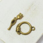 14x20 mm Tulip Toggle Clasp Antique bronze-colored x 4 pc(s)