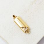6x15 mm Neumann Three Stone Rectangle Box Clasp Gold-colored x 1 pc(s)