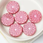 18 mm Origami Flower bead 02010-54321 Alabaster Opaque Pink With Fuchsia x 6 pc(s)