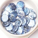 14 mm Extra low Glass Cabochon Jet Blue Splash x 6 pc(s)