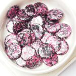 14 mm Extra low Glass Cabochon Jet Pink Splash x 6 pc(s)