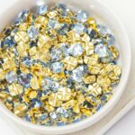 6 mm / ss30 Preciosa sew-on rhinestone Light Sapphire in Gold-colored setting x 10 pc(s)