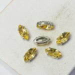 5x10 mm Navette glass cabochon Light Topaz with silver-colored claw x 6 pc(s)