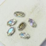 5x10 mm Navette glass cabochon Moonlight with silver-colored claw x 6 pc(s)