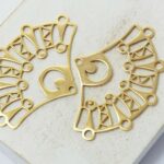 26x37 mm Gold-colored Cactus Flower Leaf Charm  x 2 pc(s)