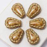 12x17 mm Lacy Tear Bead Beige Travertin x 6 pc(s)