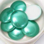 25 mm Round Glass Cabochon 02010-11067 Alabaster Green Turquoise x 2 pc(s)
