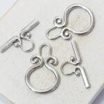 15x23 mm  Sea Wave Toggle Clasp Silver-colored x 4 pc(s)