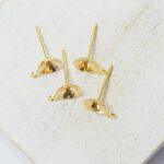 6 mm  Gold-colored Earstud for half-drilled pearl with loop x 4 pc(s)