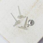 6 mm Silver-colored Flat pad earstud with loop x 4 pc(s)