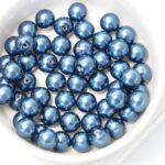 8 mm Preciosa half-drilled nacre pearls Blue x 4 pc(s)