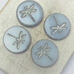 17x17 mm Dragonfly 02010-04301 Alabaster With Silver Wash x 4 pc(s)
