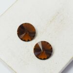 12 mm round glass cabochon Smoked Topaz x 2 pc(s)