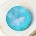 27 mm round glass cabochon Glittery Aquamarine  x 1 pc(s)